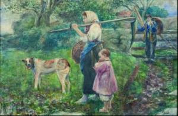 Familia En El Campo Oil Painting by Ignacio Ugarte Bereciartu