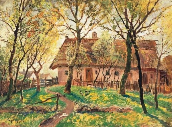 Spring Garden Oil Painting by Ignac Ujvary