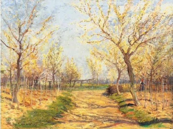 Spring Garden Oil Painting by Ignac Ujvary