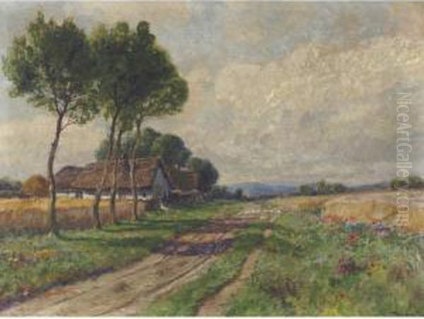 Summer Landscape Oil Painting by Ignac Ujvary