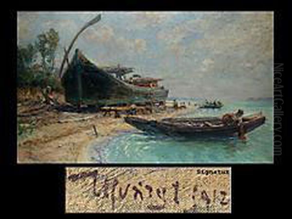 Eine Werft Bei Kisoroszi Oil Painting by Ignac Ujvary