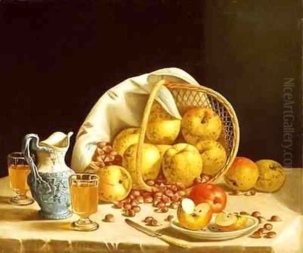 Still Life with Yellow Apples Oil Painting by John Francis