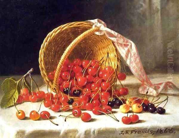 A Basket of Cherries 1868 Oil Painting by John Francis