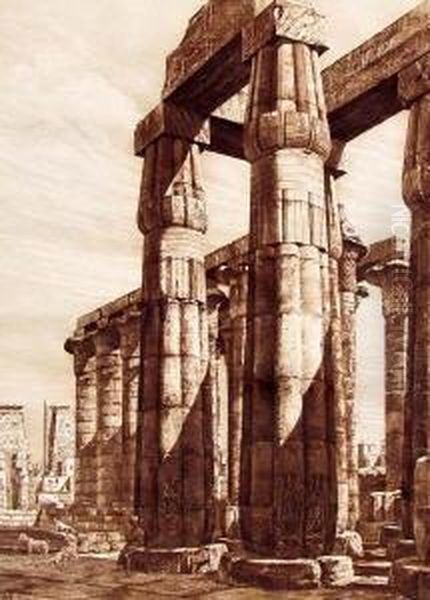 Luxor, Ramsestempel Oil Painting by Hugo Ulbrich