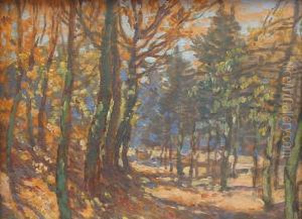 Autumn In The Forest Oil Painting by Josef Ullmann