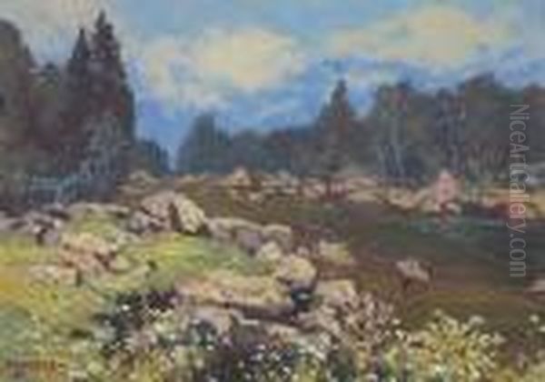 Krajina Z Posazavi Oil Painting by Josef Ullmann