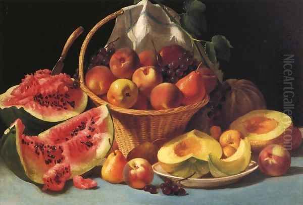 Still Life with Melons, Peaches and Grapes Date unknown Oil Painting by John Francis