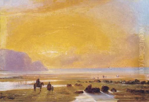 Couche De Soleil Sur La Plage Oil Painting by Johann Jakob Ulrich