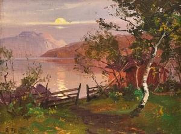 Kystlandskap, Aften Oil Painting by Even Ulving