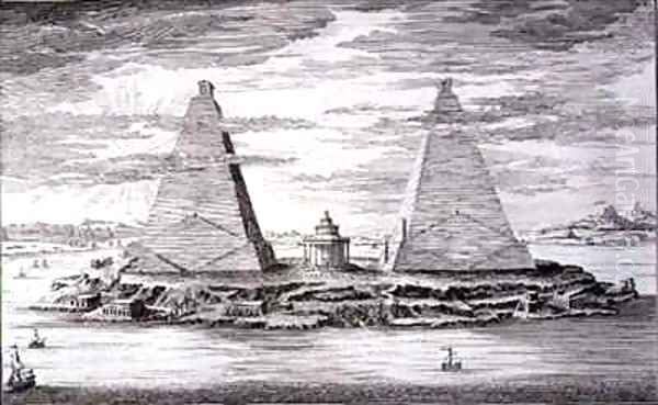 The Two Pyramids of Moeris King of Egypt and his Wife Oil Painting by Johann Bernhard Fischer von Erlach