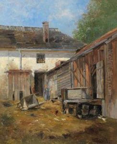 Hof Eines Bauernhauses Oil Painting by Paul Unbereit