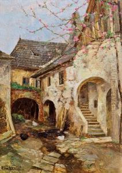 Innenhof In Joching In Der Wachau Oil Painting by Paul Unbereit