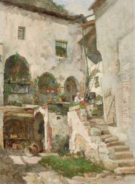 Innenhof In Der Wachau Oil Painting by Paul Unbereit