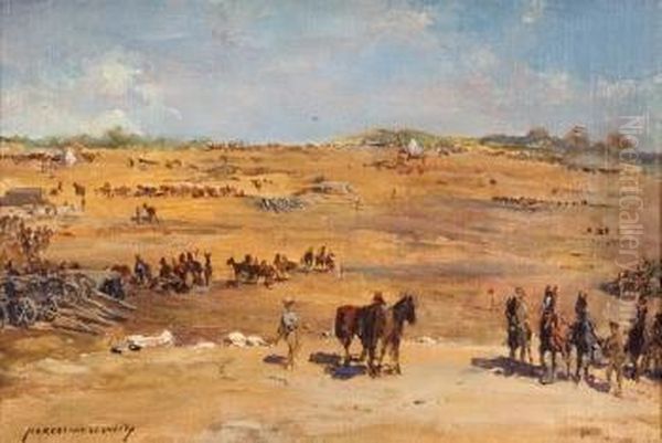 Campamento Militar Oil Painting by Marcelino Unceta Y Lopez