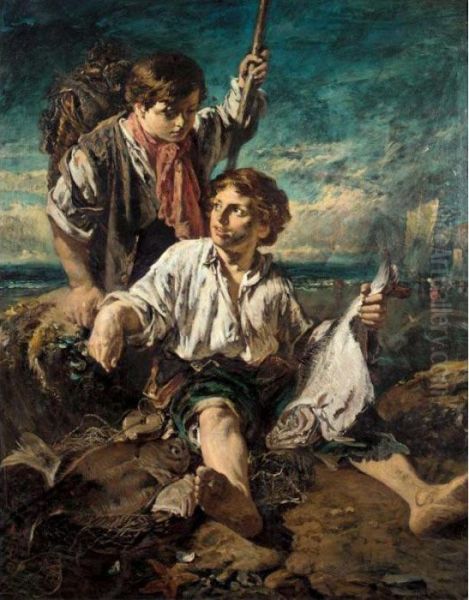 The Fisherboys Oil Painting by William Underhill