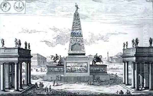 Obelisk dedicated to Marcus Aurelius Antoninus 161-80 and Lucius Aurelius Verus 161-69 Greece Oil Painting by Johann Bernhard Fischer von Erlach