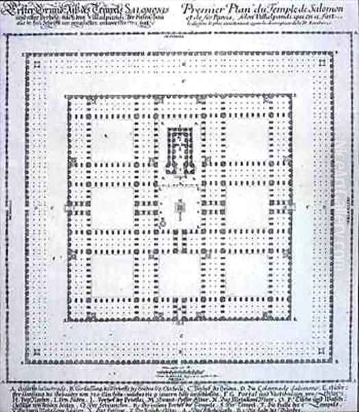 Plan of the Temple of Solomon Jerusalem Oil Painting by Johann Bernhard Fischer von Erlach