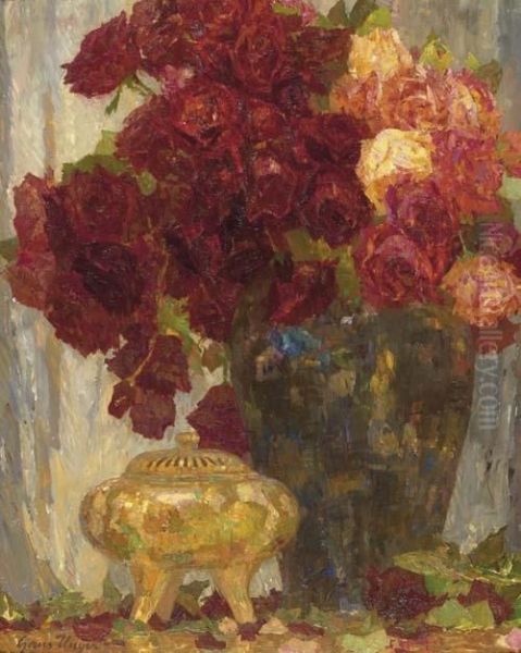 Rosenstrauss In Vase. Oil Painting by Hans Unger