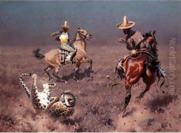 La Chasse Au Leopard Oil Painting by Hugo Ungewitter