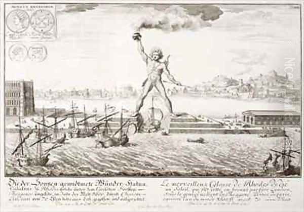 The Colossus of Rhodes Oil Painting by Johann Bernhard Fischer von Erlach