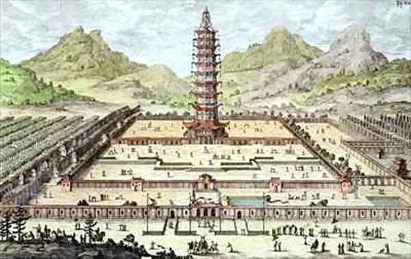 The Porcelain Tower of Nanking Oil Painting by Johann Bernhard Fischer von Erlach