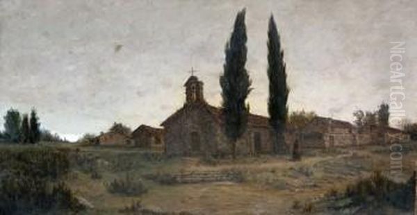 Paisaje Con Iglesia Oil Painting by Ricardo Urgell Carreras