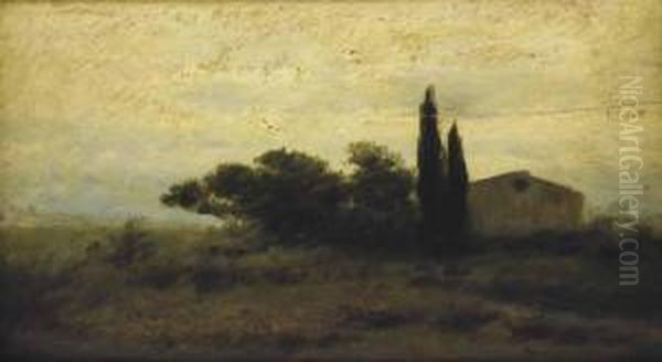 Paisaje Al Atardecer Oil Painting by Modesto Urgell y Inglada