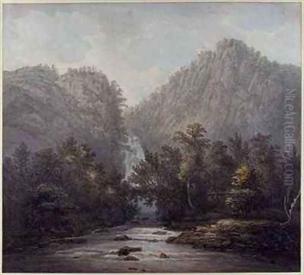 Lodore Waterfall Westmoreland Oil Painting by Joseph Farington