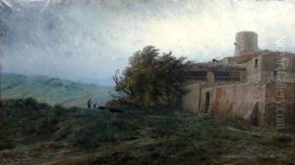 Vista Rural Oil Painting by Modesto Urgell y Inglada