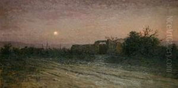 Paisaje Crepuscular. Oil Painting by Modesto Urgell y Inglada