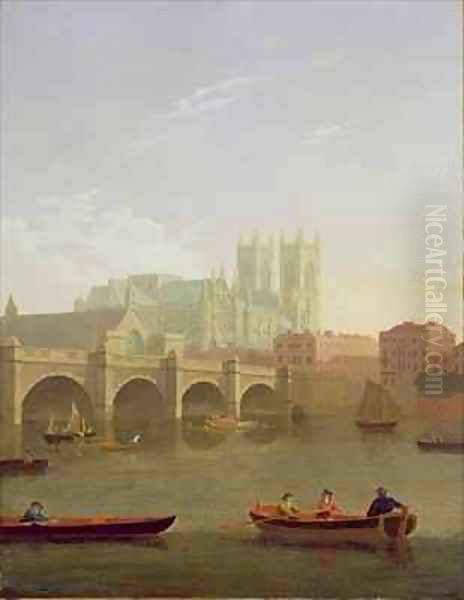 Westminster Abbey and Westminster Bridge Seen from the South Oil Painting by Joseph Farington