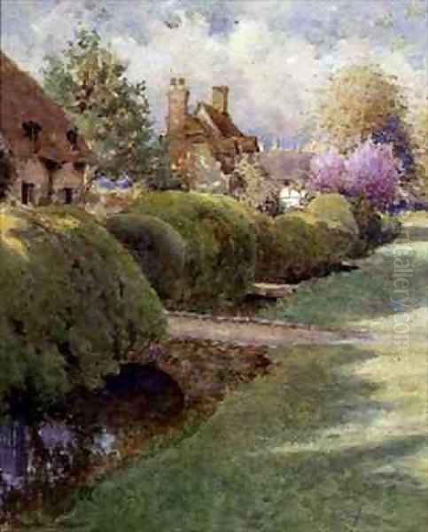 The Box Hedge Warborough Oxon Oil Painting by Charles Edwin Flower