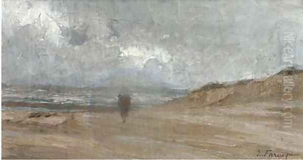 Walking on the beach Oil Painting by Edgard Farasyn