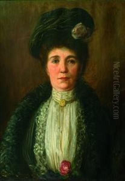 Bildnis Gertrud Ostermann, Mutter Von Willi Ostermann. Oil Painting by Max Usadel