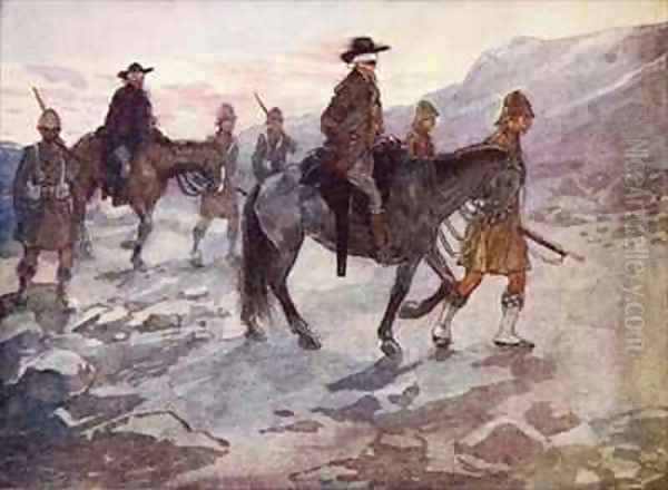 The Boer leaders were blindfolded and guarded by soldiers of the Black Watch Oil Painting by A.S. Forrest