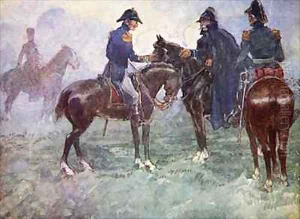 Not till after the battle did Blucher and Wellington meet Oil Painting by A.S. Forrest