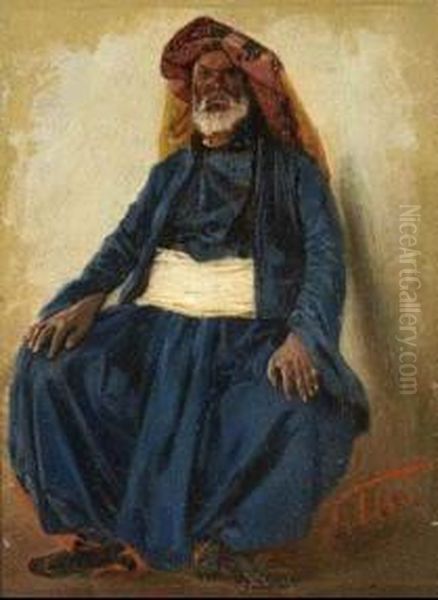 Arabo Seduto Oil Painting by Stefano Ussi