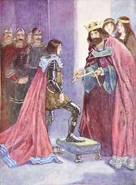 The King made the Black Prince a Knight of the Order of the Garter Oil Painting by A.S. Forrest