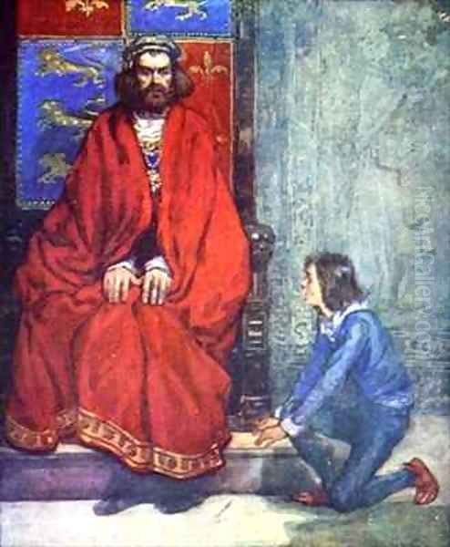 The little boy knelt before the King and stammered out the story Oil Painting by A.S. Forrest