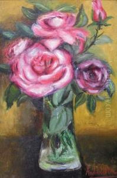 Bouquet De Roses Oil Painting by Andre Utter