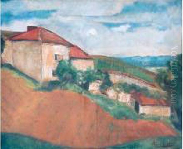 La Maison De Vigneron A Beaujolais (1921) Oil Painting by Andre Utter