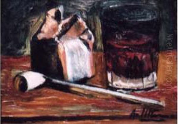 Nature Morte A La Pipe Et Au Verre Oil Painting by Andre Utter