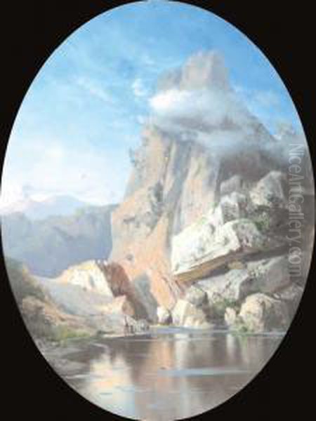 Scorcio Del Vesuvio - Veduta Di Amalfi Oil Painting by Cesare Uva