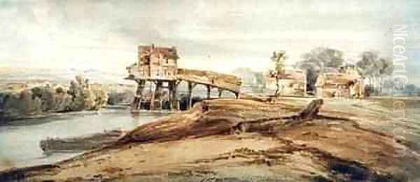 The Watermill above the Bridge at Charenton Oil Painting by Francois Louis Thomas Francia