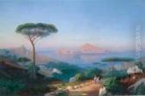 Veduta Di Capri Oil Painting by Cesare Uva