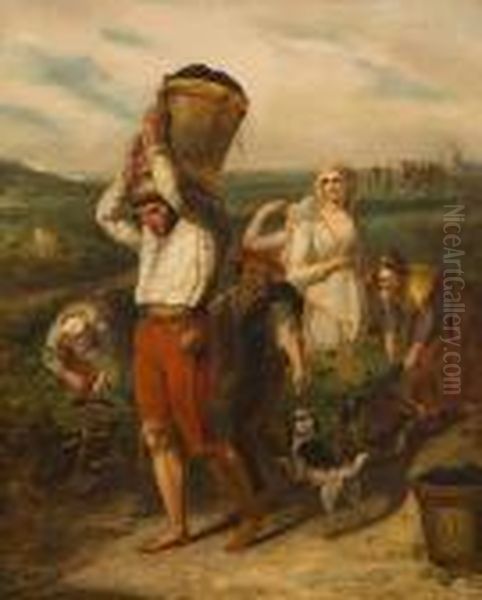 The Grape Harvesters Oil Painting by Thomas Uwins