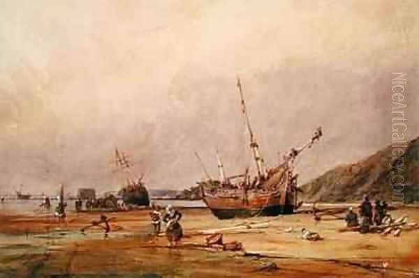 Calais Sands Oil Painting by Francois Louis Thomas Francia