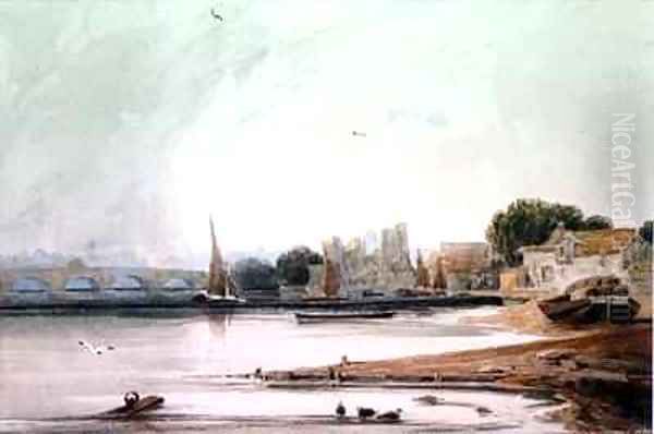 Lambeth Palace and Westminster Bridge Oil Painting by Francois Louis Thomas Francia