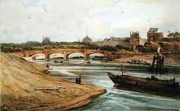 Pont de la Concorde and the Palais des Tuileries from the Cours la Reine Oil Painting by Francois Louis Thomas Francia