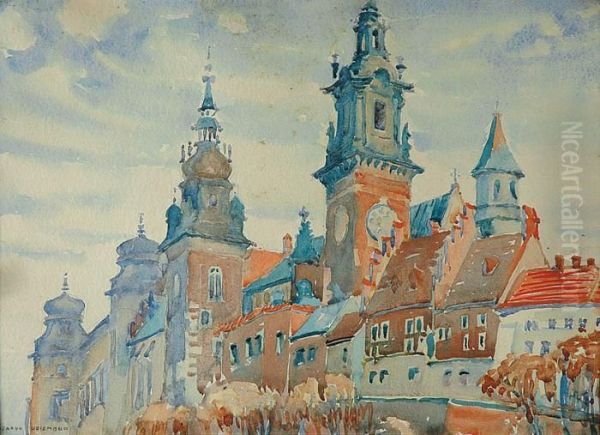 Widok Na Wawel Oil Painting by Henryk Uziemblo